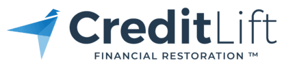 CreditLift logo with a blue geometric bird icon and the tagline Financial Restoration.