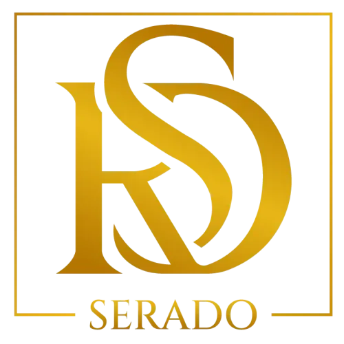 Gold K and S letters intertwined with "SERADO" text below, inside a gold border.