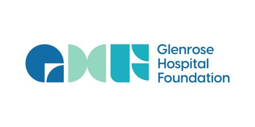 Logo for Glenrose Hospital Foundation, featuring abstract blue, green, and teal shapes.