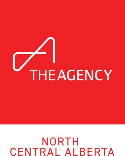 Red and white logo for THEAGENCY, North Central Alberta, featuring a stylized 'A' symbol.